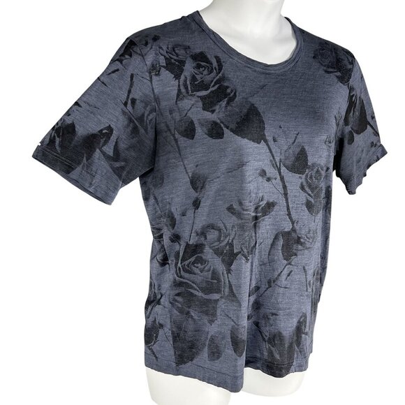 Dolce & Gabbana Men 50 L Black Rose T-Shirt Made In Italy 100% Silk Leather Logo - Picture 6 of 13